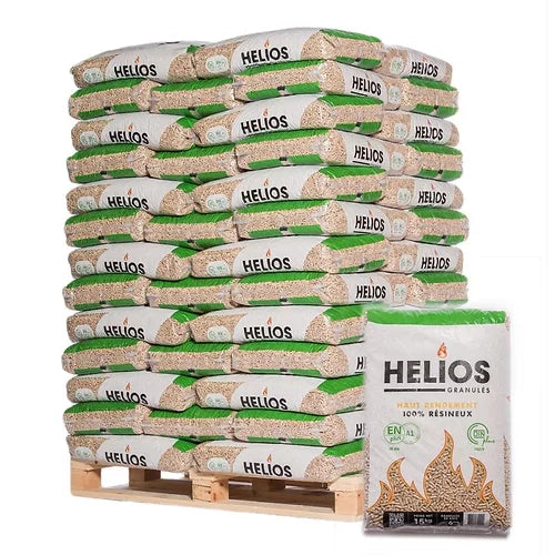 Pellet HELIOS – Pallet da 65 sacchi da 15 kg – 100% resinoso
