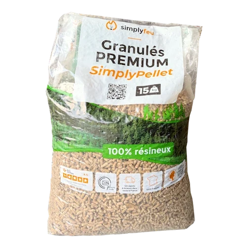 Pellet di legno Premium SimplyPellet – Sacchi da 15 kg