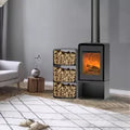 Stufa a legna Domino con portalegna e modulo a 3 livelli - 8,5 Kw