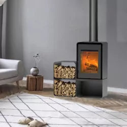 Domino Wood-Burning Stove with Log Storage and 2-Tier Module - 8.5 kW