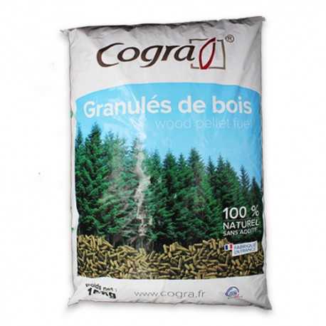 Pallet di 70 sacchi COGRA da 15 kg, ovvero 1,050 tonnellate di pellet di legno DIN +, ritiro FR30